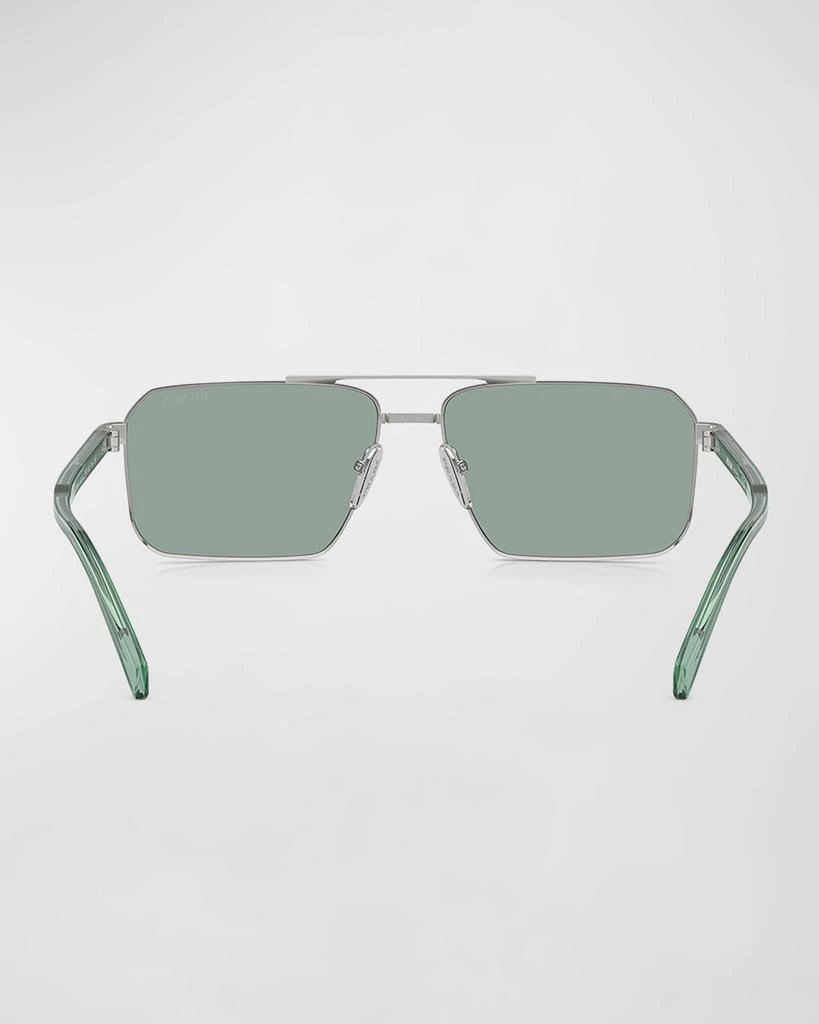 Prada Men's Double-Bridge Metal Square Sunglasses 4