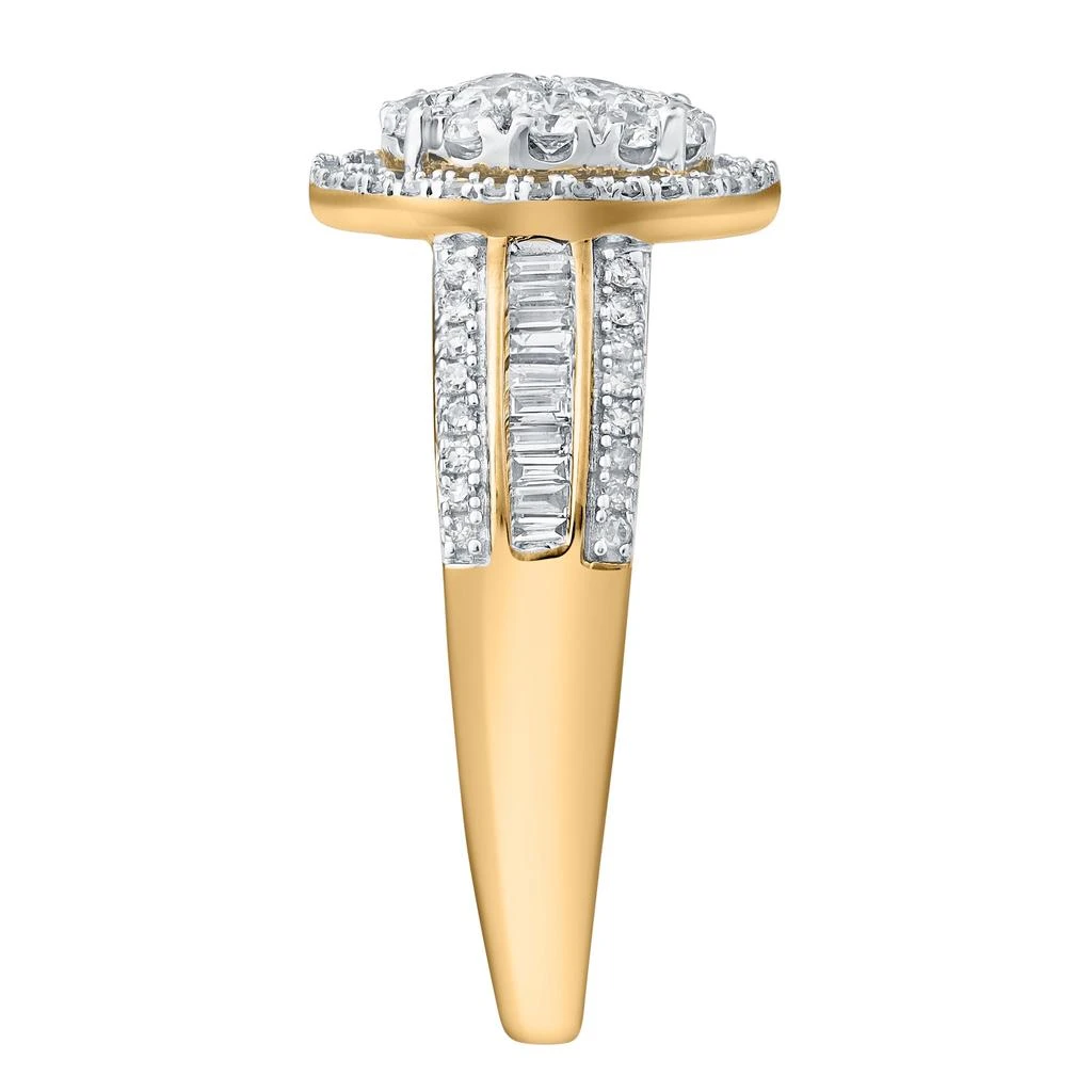 LuvMyJewelry Valencia 0.90 Cts Natural Diamond Halo Cluster 14K Gold Ring 4