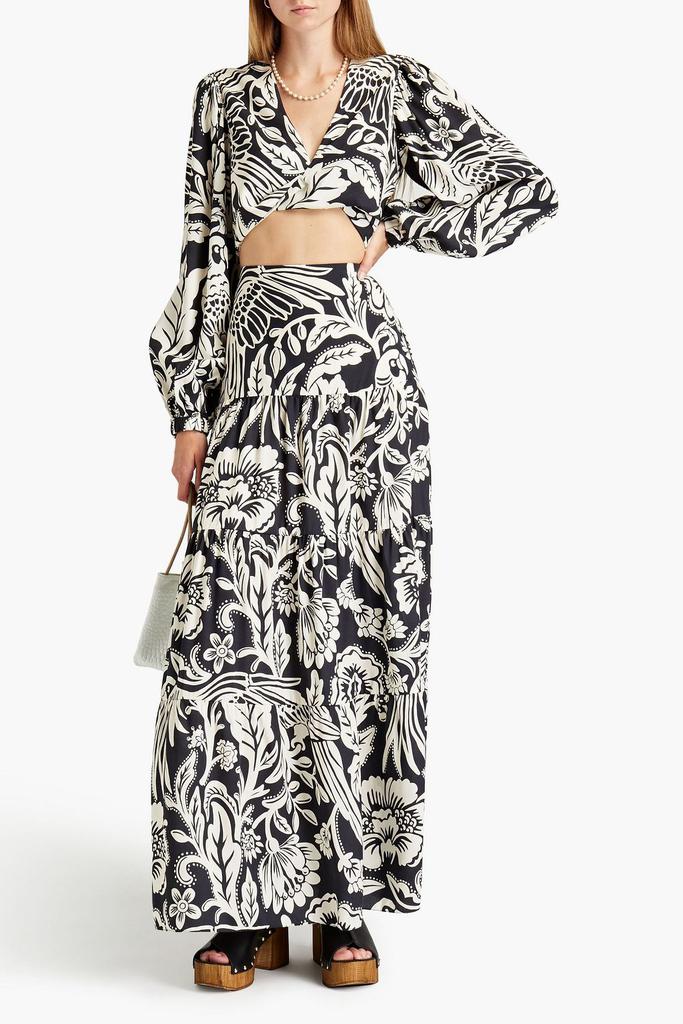 JOHANNA ORTIZ Belle Tropic cropped floral-print TENCEL™-poplin blouse