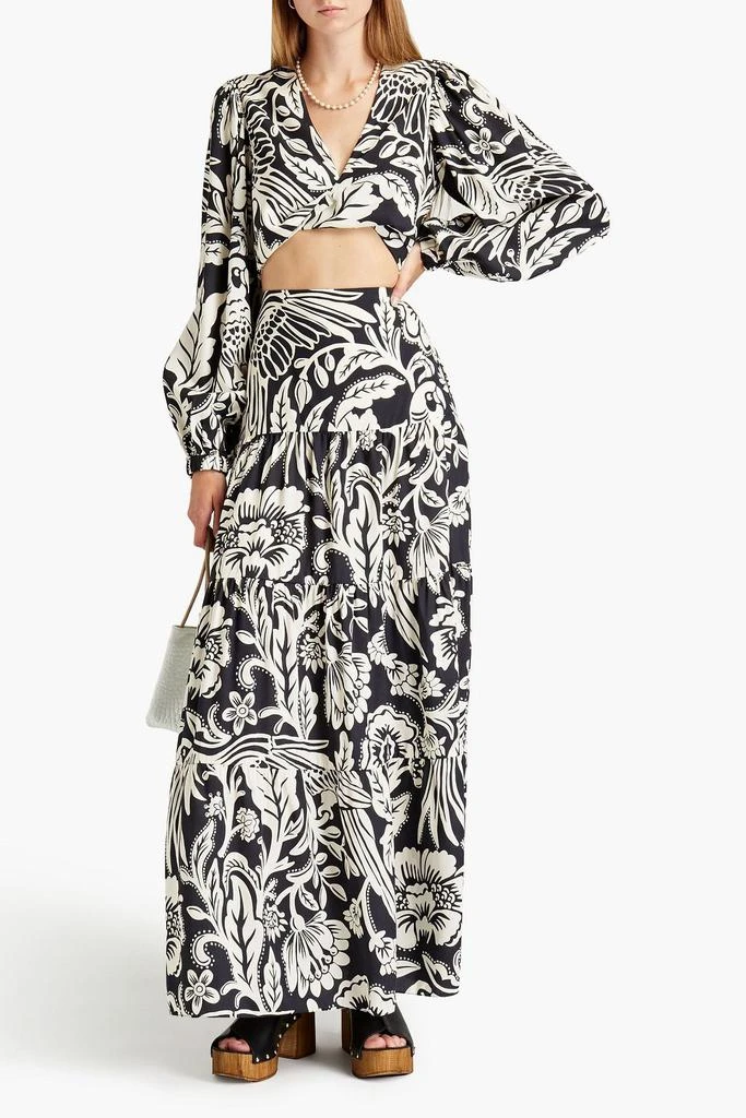 JOHANNA ORTIZ Belle Tropic cropped floral-print TENCEL™-poplin blouse 2
