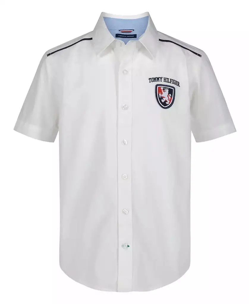Tommy Hilfiger Boys' 8-20 Logo Short-Sleeve Button-Front Shirt