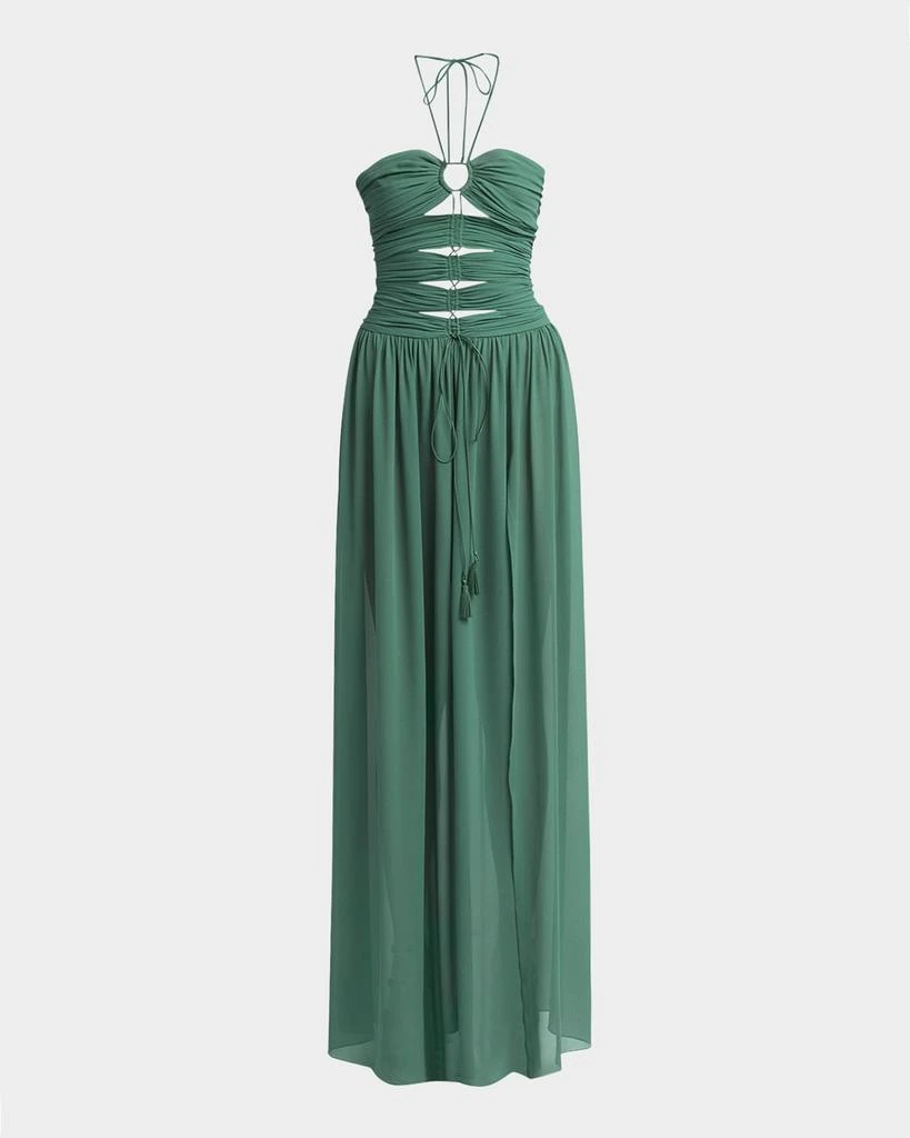 Tom Ford Gathered Cutouts Halter Silk Georgette Evening Dress - Dresses &  Skirts - Free Shipping