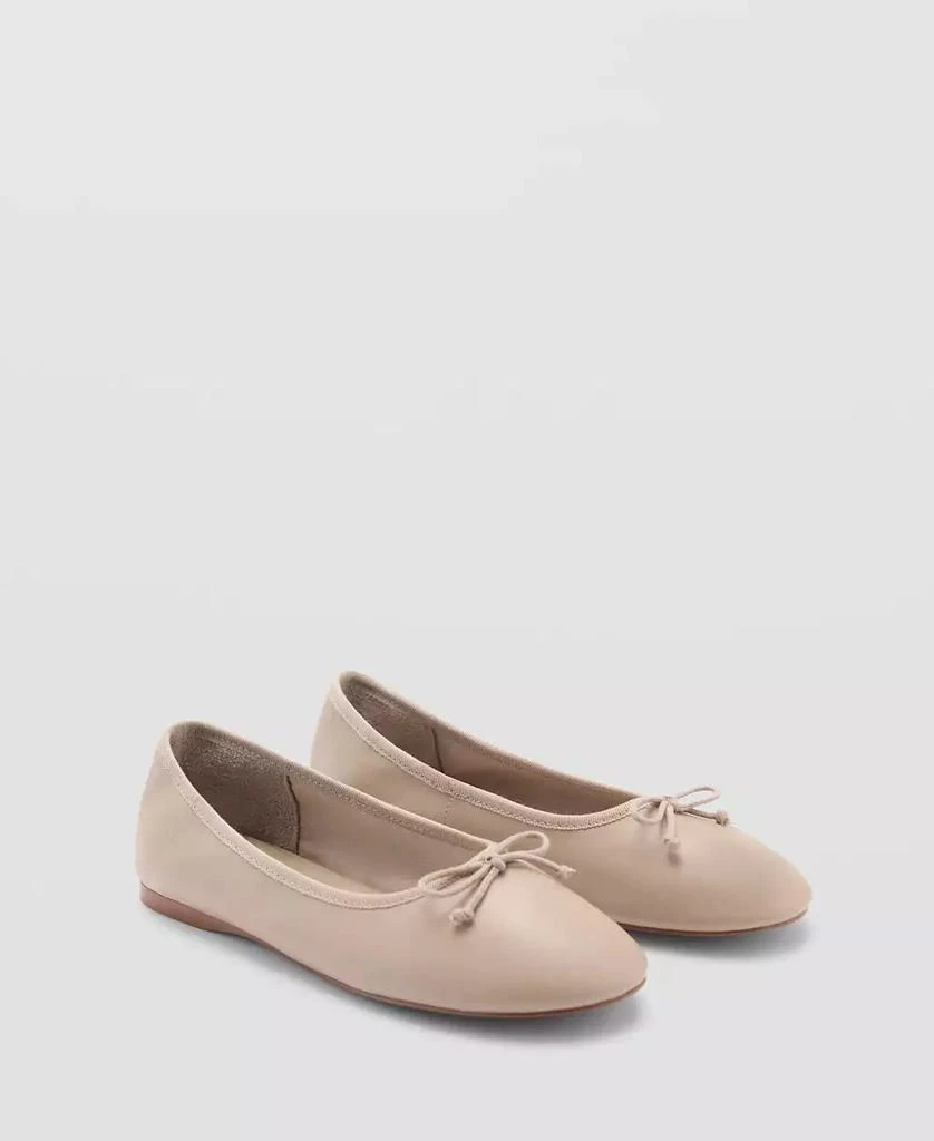 Mango Women's Bow Detail Leather Ballet Flats 1