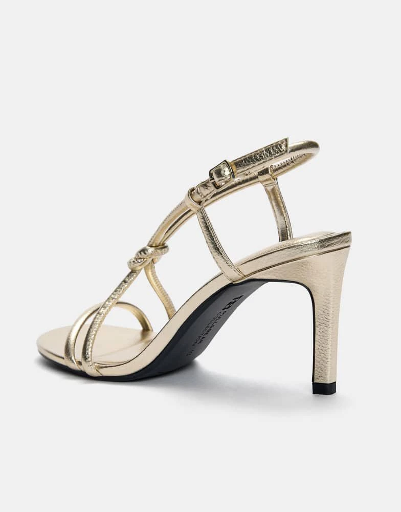 Pull&Bear Pull&Bear knotted high heel sandals in gold 1