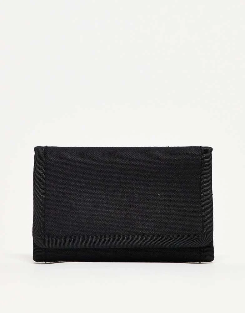 ASOS ASOS DESIGN canvas foldable wallet in black 1