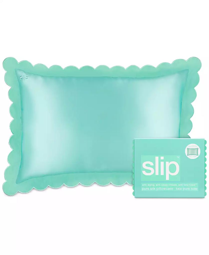 Slip Pure Silk Queen Pillowcase With Scalloped Edge - Turquoise