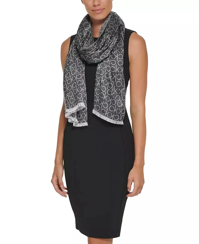 Calvin Klein Monogram CK Logo-Print Pashmina Wrap Scarf 3