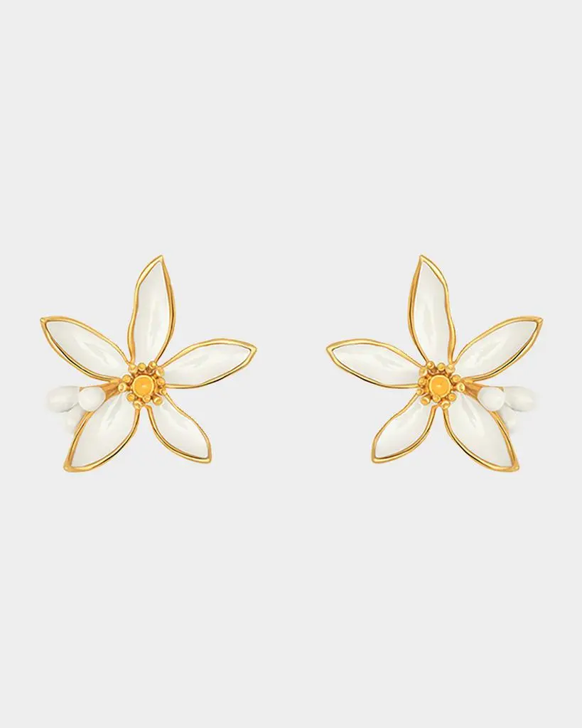 Oscar de la Renta Small Orange Blossom Earrings