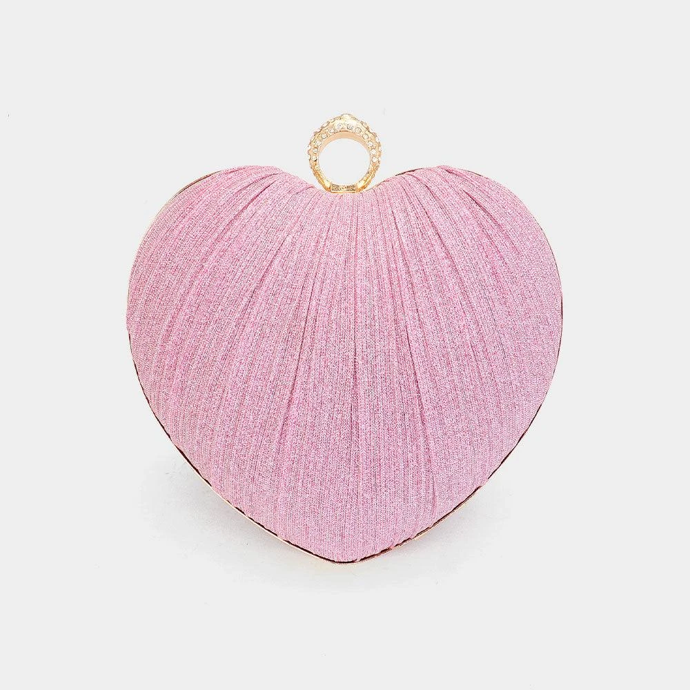 FASHNZFAB Sparkle Fabric Heart Fold Clutch / Evening Bag / Crossbody Bag 2