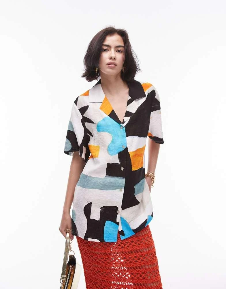 Topshop Topshop resort shirt in block star print 1