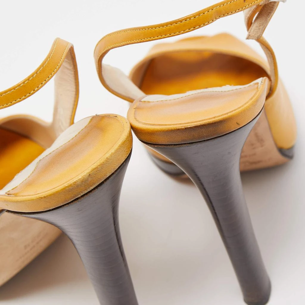 Jimmy Choo Jimmy Choo Yellow Leather Peep Toe Slingback Pumps Size 39.5 7