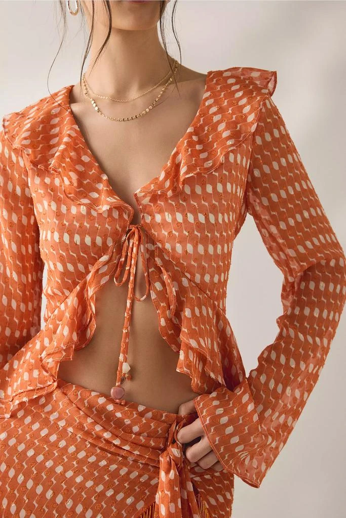 Jacquie The Label Jacquie The Label Ruffle Long Sleeve Flyaway Top