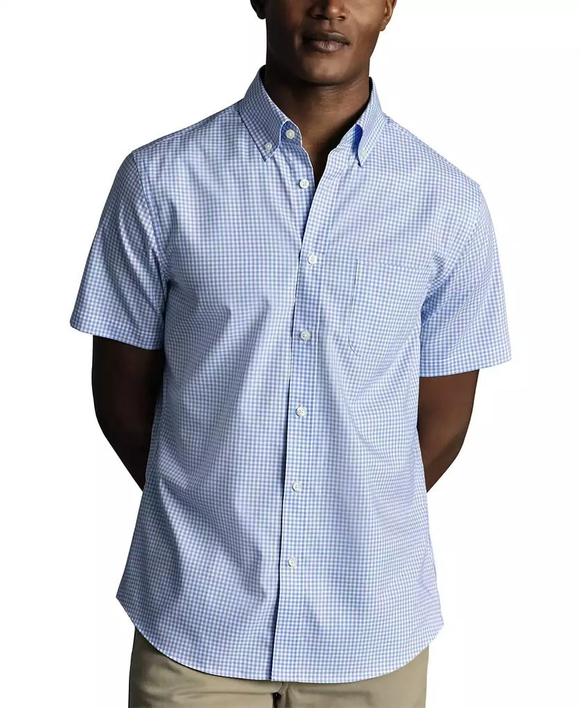 Charles Tyrwhitt Men's Slim Fit Short Sleeve Wrinkle-Resistant Button-Down Shirt 4