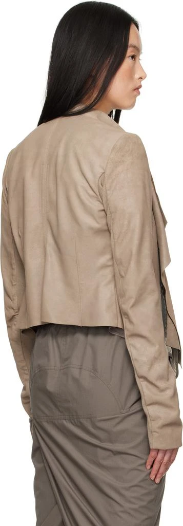 Rick Owens Beige Hollywood Low Neck Leather Biker Jacket 3