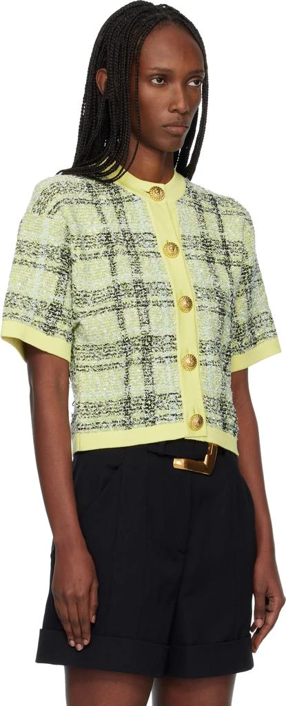 Balmain Yellow Buttoned Shiny Light Tweed Cardigan 2