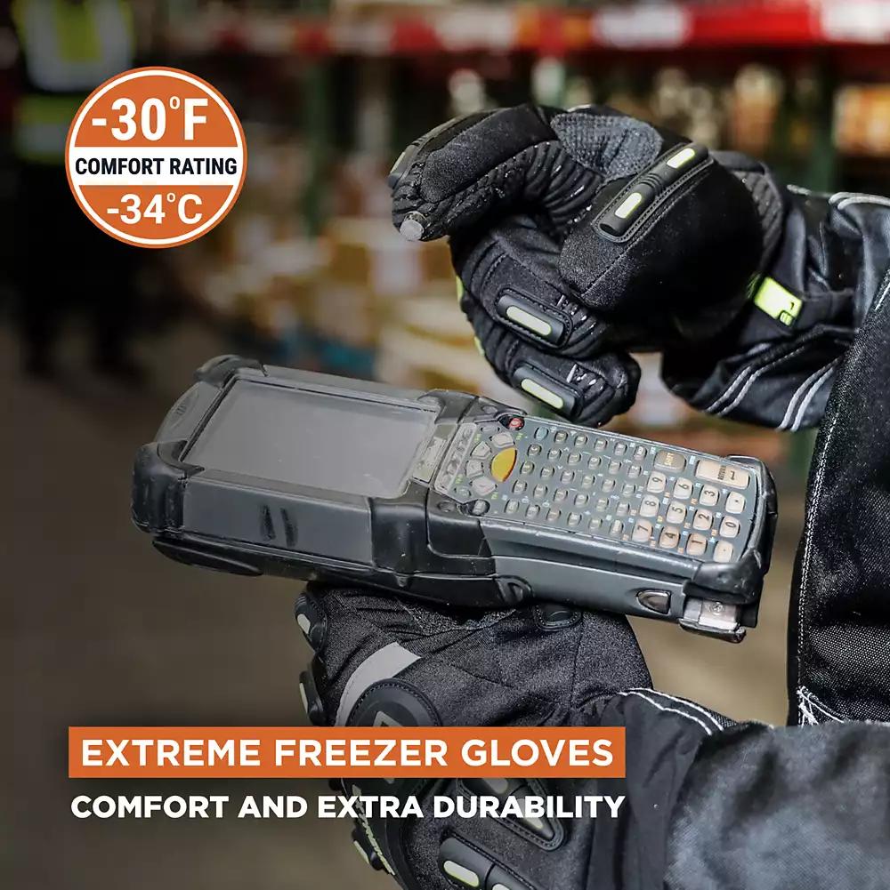 RefrigiWear Men's Extreme Freezer Gloves with Touch-Rite Nib - Insulated, Impact Protection, Touchscreen Compatible Work Gloves for -30°F