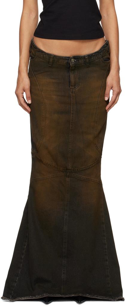 Mowalola Brown Mermaid Denim Maxi Skirt