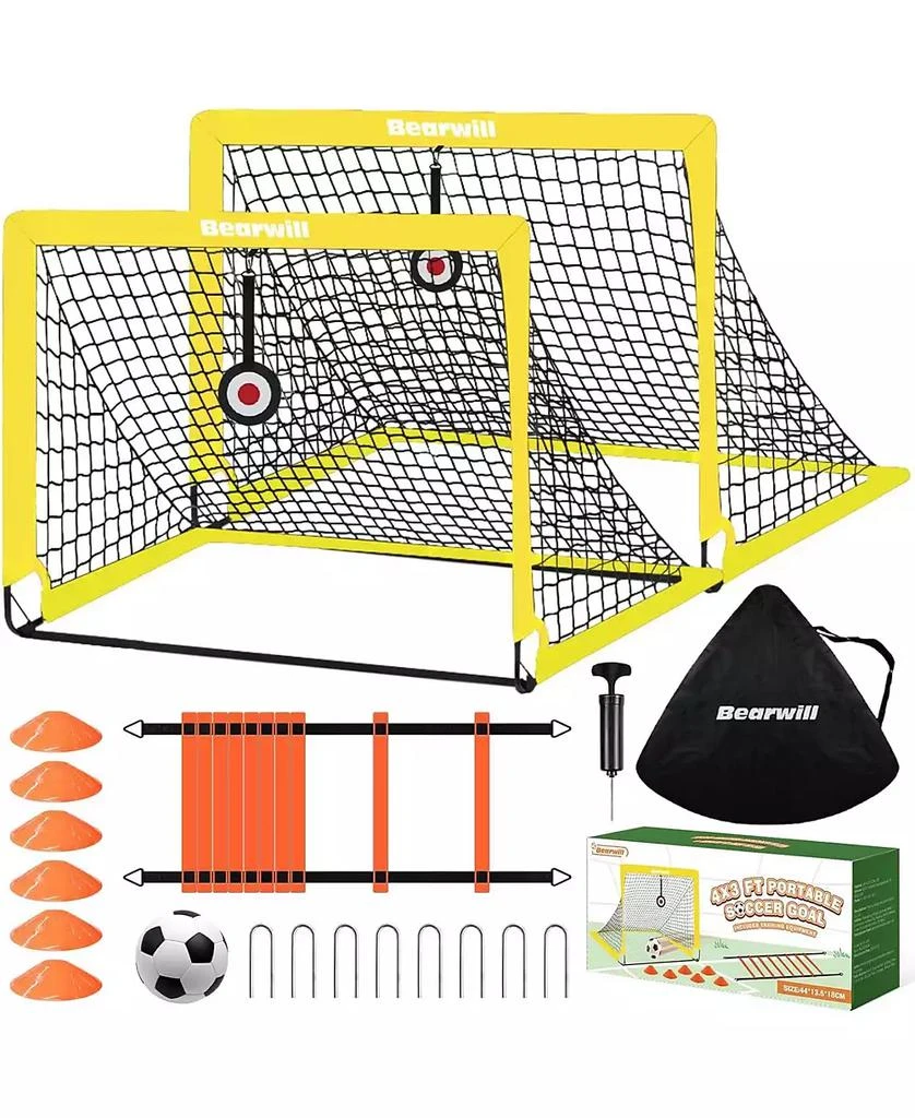 Bearwill Kids Soccer Goal Set of 2, 4x3FT Pop Up Backyard Goals with Training Kit - Includes Ball, Cones, Ladder
Targets 1