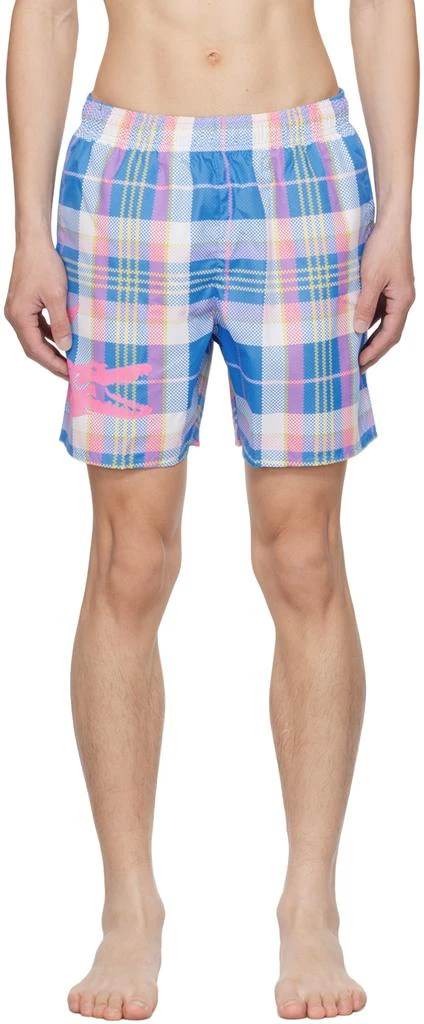Lacoste Blue & Pink Check Swim Shorts 1