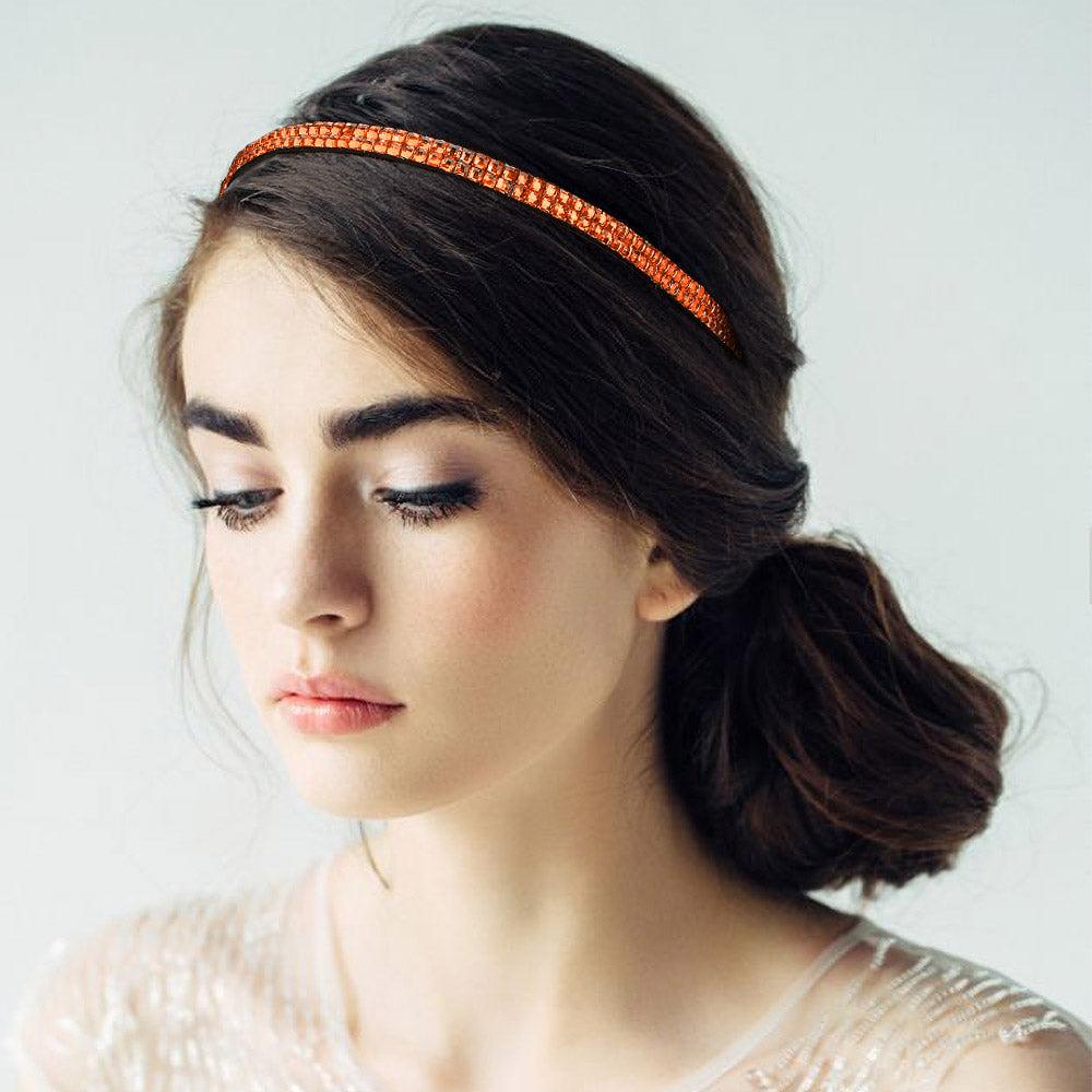 FASHNZFAB 2-Row Bling Square Stone Stretch Headband