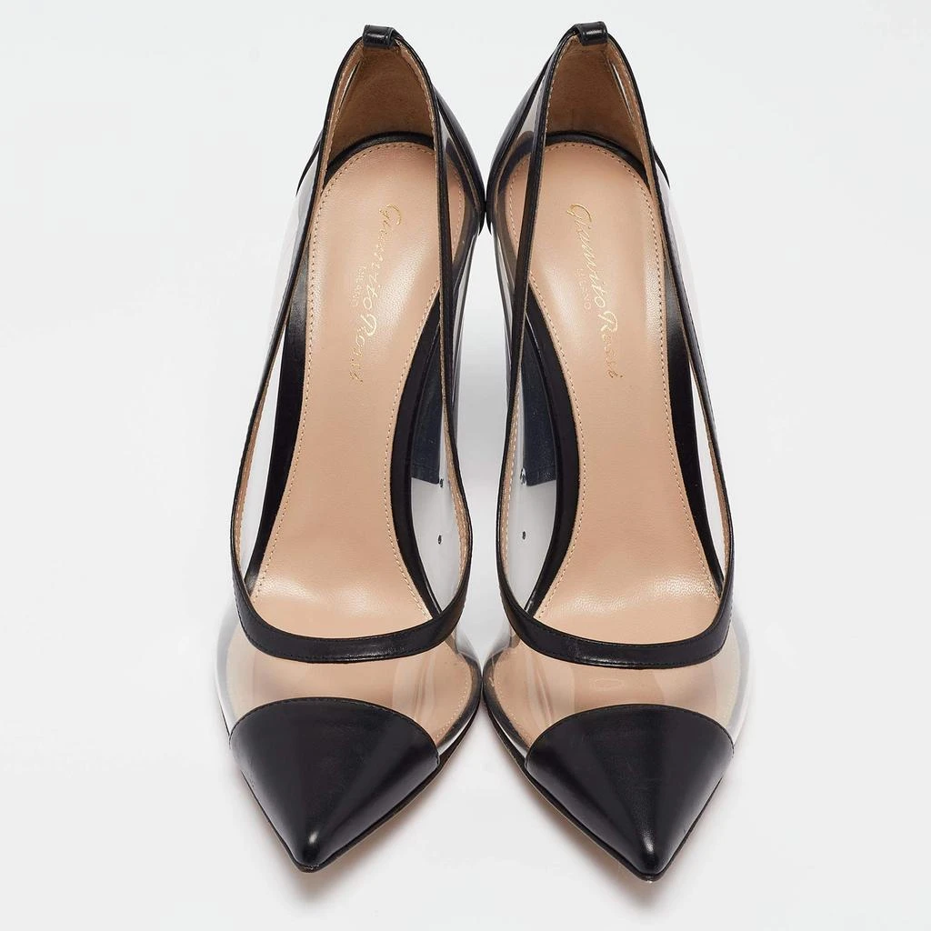 Gianvito Rossi Gianvito Rossi Black Leather and PVC Plexi Block Heel Pumps Size 39 3