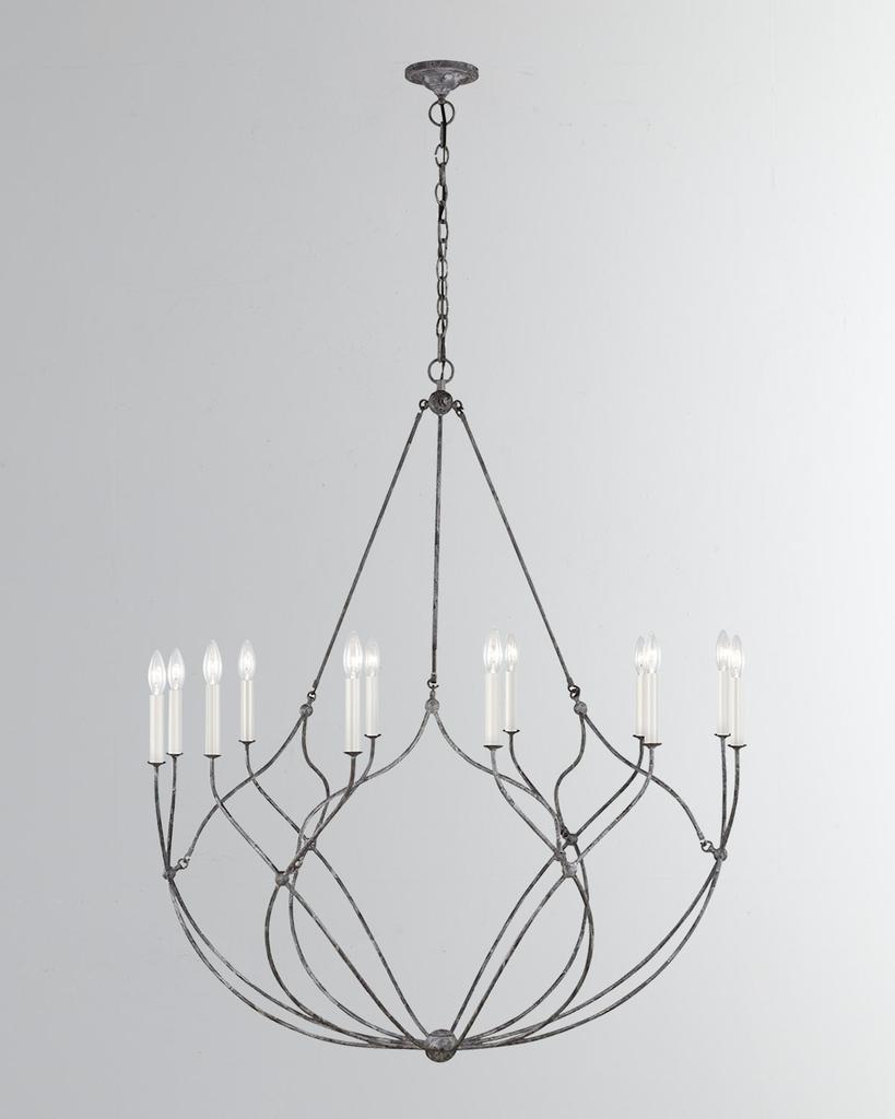 C&M by Chapman and Myers 12 - Light Chandelier  Richmond  Weathered Galvanized By Chapman & Myers