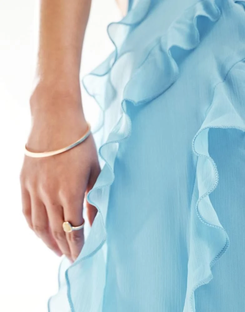 ASOS ASOS DESIGN ruffle maxi dress with scoop back in blue 4