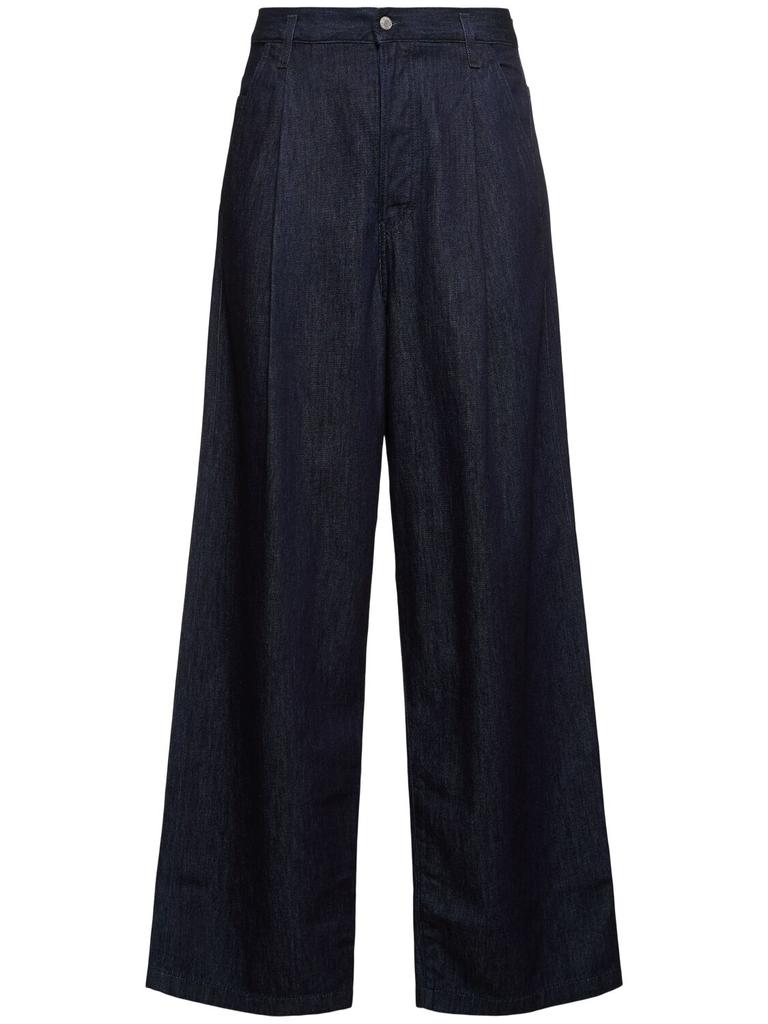 Dries Van Noten Penning Pleated Cotton Loose Fit Jeans