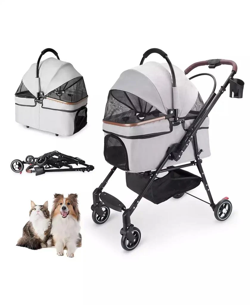 AOSTIRMOTOR All-Terrain Pet Stroller with 360° Rotating Wheels 
Detachable Carrier, 4-Wheel Foldable Travel System with Storage Bag