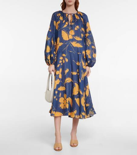 Lee Mathews Malorie floral ramie midi dress