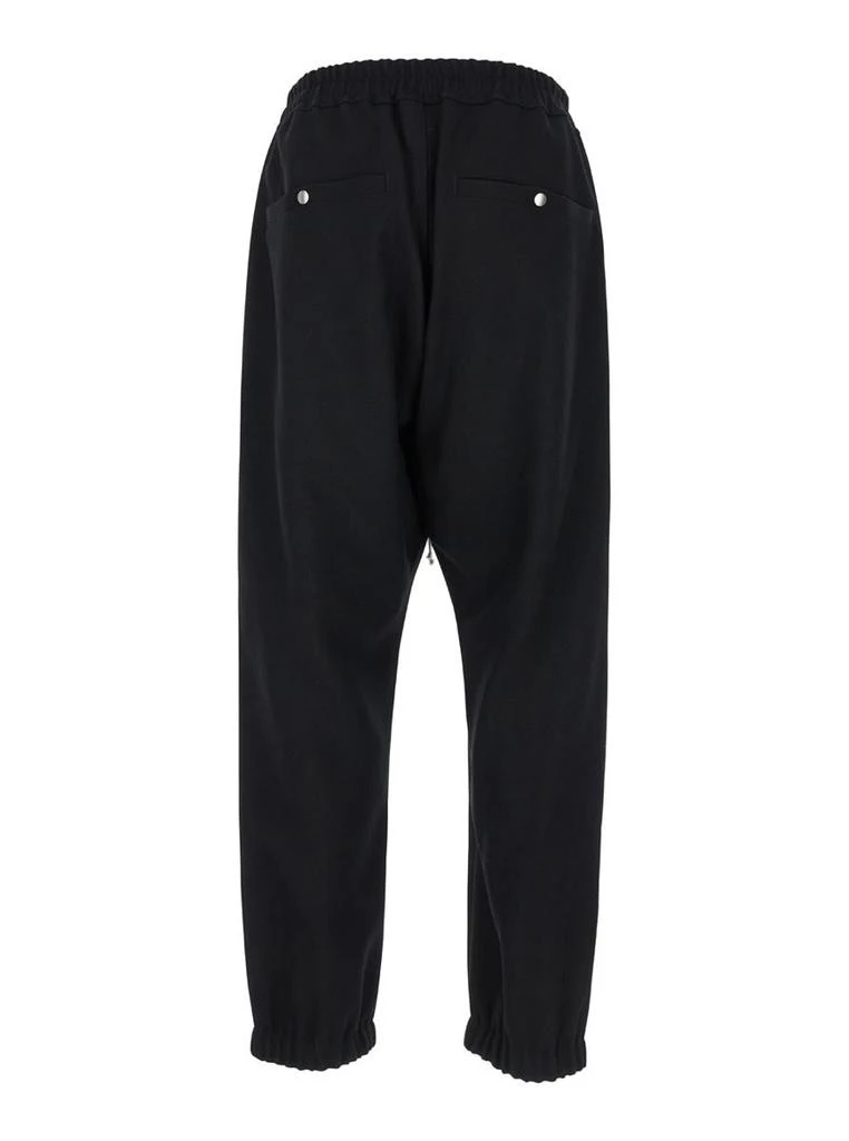 Rick Owens Black Track Pants With Oversized Drawstring In Wool Man 