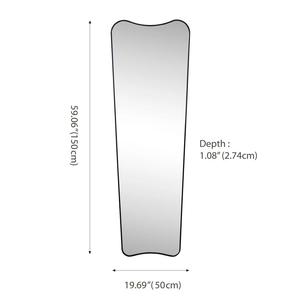 JONATHAN Y Alfie Rectangular Metal Framed Wall Mounted Full-Length Mirror 2