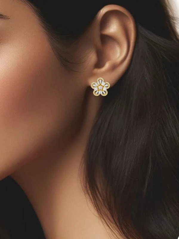 Eye Candy LA Luxe Charlotte Cubic Zirconia Flower Stud Earrings 2