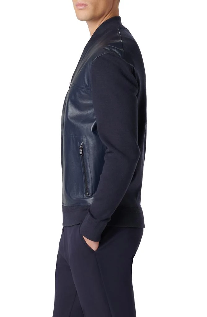 BUGATCHI Leather Front Zip-Up Cotton & Cashmere Cardigan 3
