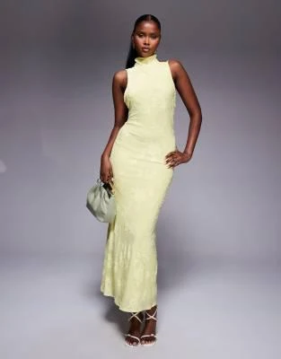 asos maxi dress yellow Asos Gold Satin Maxi Dress Yellow Satin Dress Long Sleeve ASOS DESIGN Long Sleeve Satin Maxi