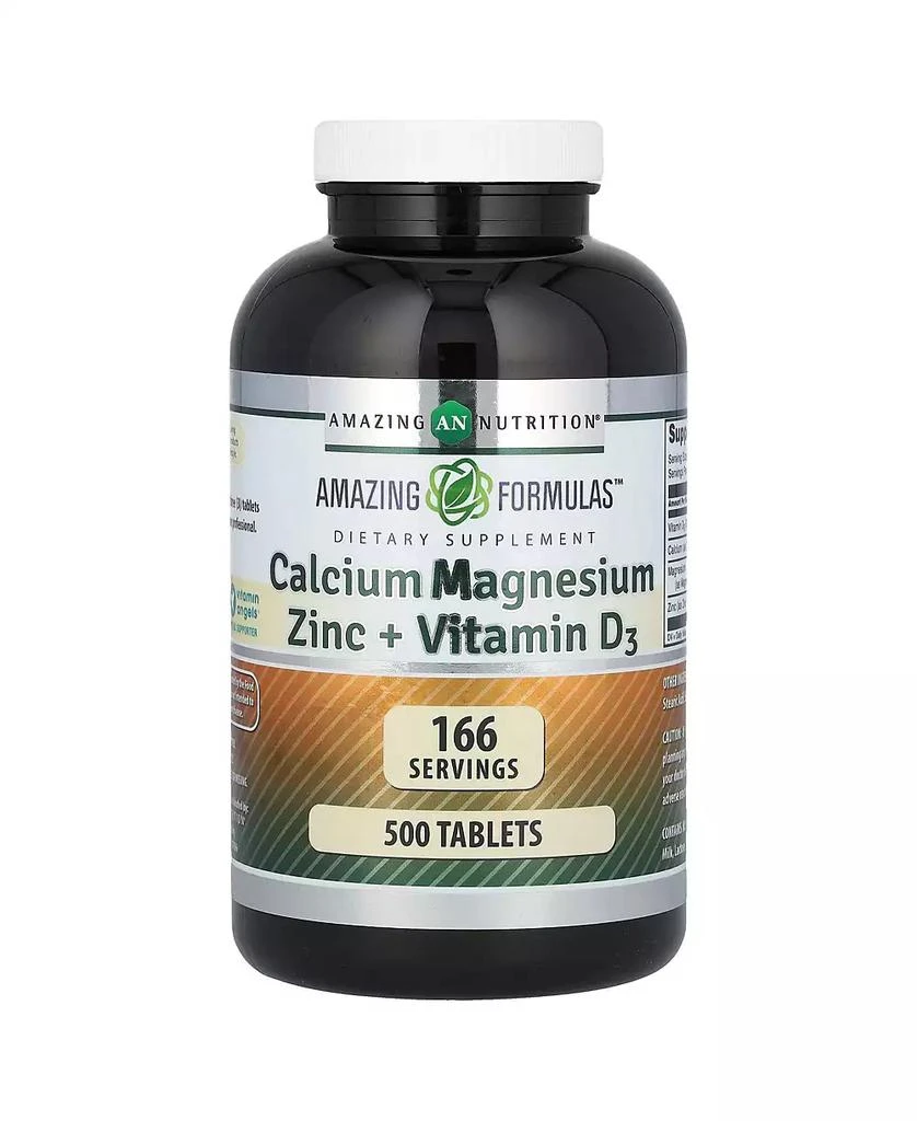 Amazing Nutrition Amazing Formulas Calcium Magnesium Zinc D3 | 500 Tablets Supplement | Calcium 1000mg,