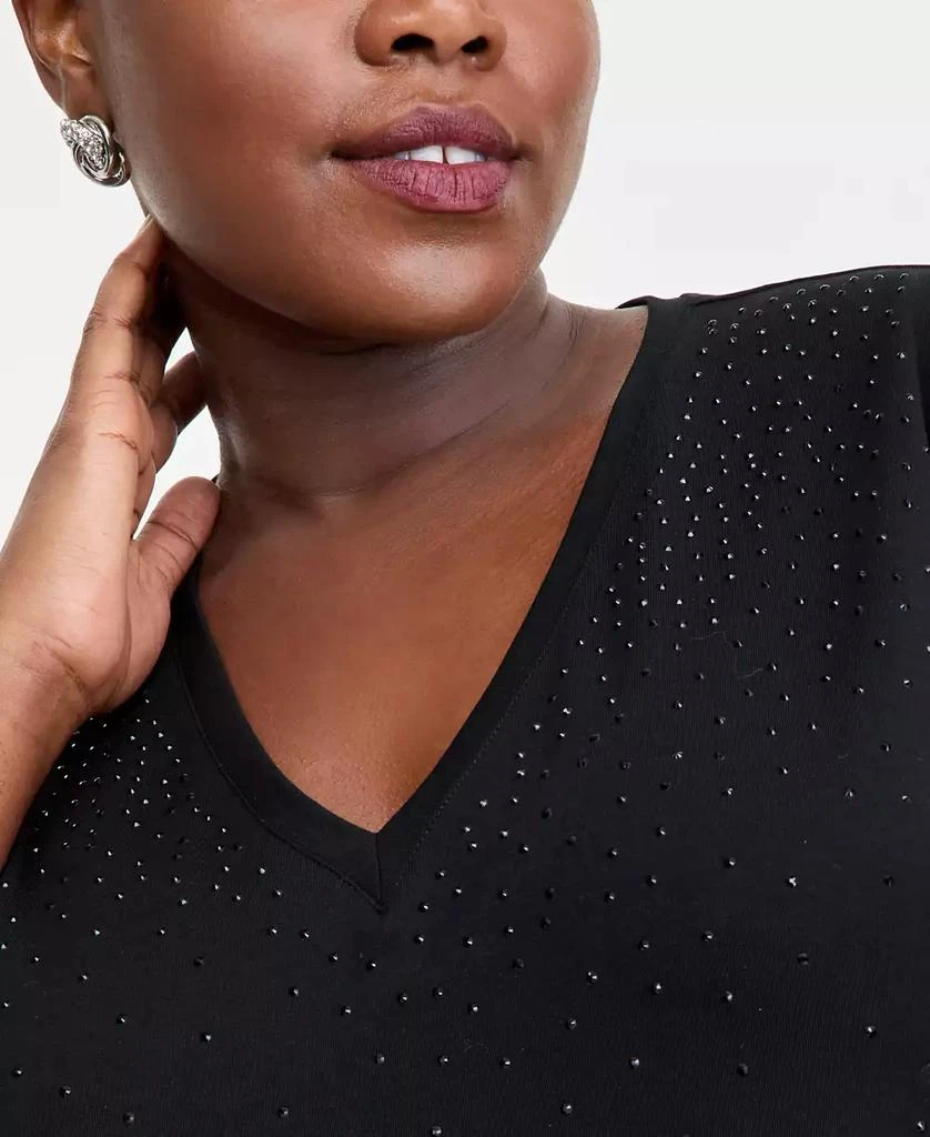 INC International Plus Size V-Neck Rhinestone-Embellished Top, Macy
s Exclusive 2
