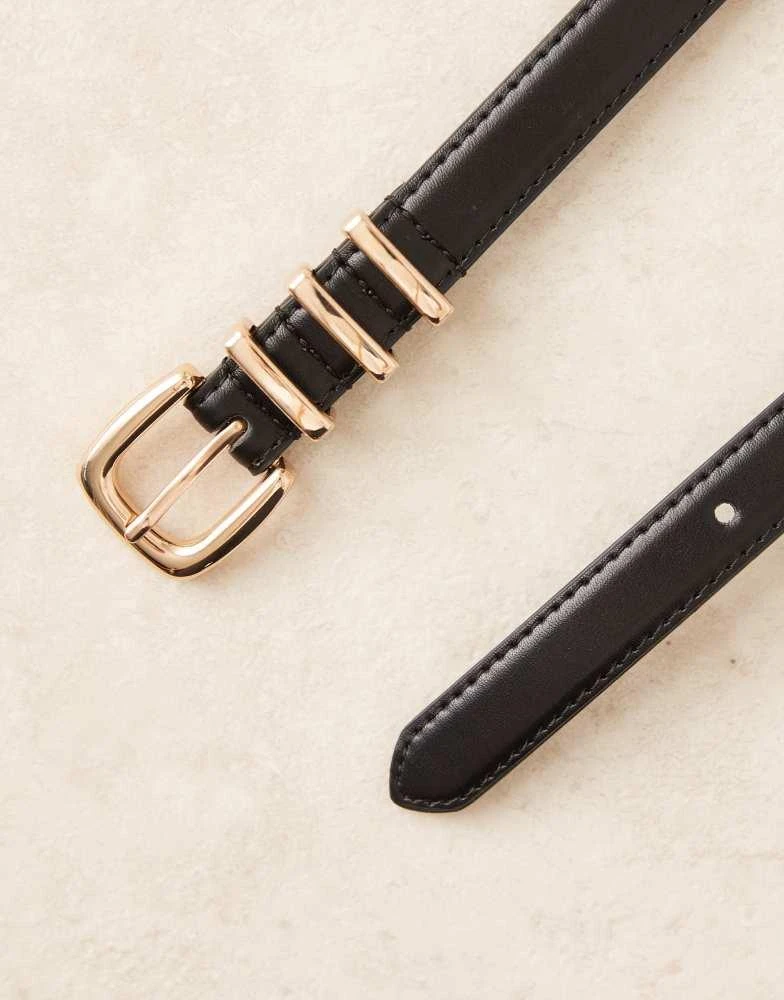 ASOS ASOS DESIGN waist and hip skinny multi keeper belt in black 3