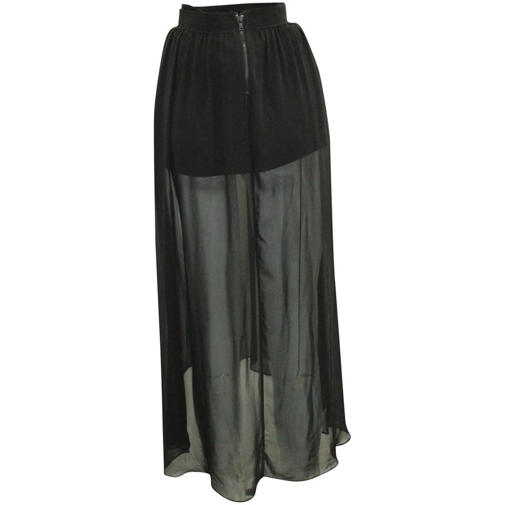 Alice + Olivia Alice + Olivia Ruffle Embellishment Sheer Skirt in Black Polyester 3
