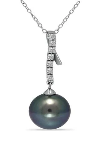 Belk 
Co. 12MM Tahaitian Pearl White Topaz Pendant Necklace on 18 inch chain , Sterling Silver
