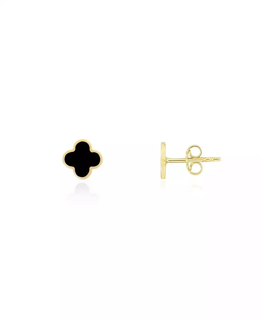The Lovery Mini Onyx Clover Stud Earrings 14K Yellow Gold 1