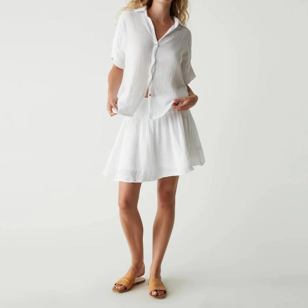 Michael Stars Havana Smocked Gauze Skirt In White 2