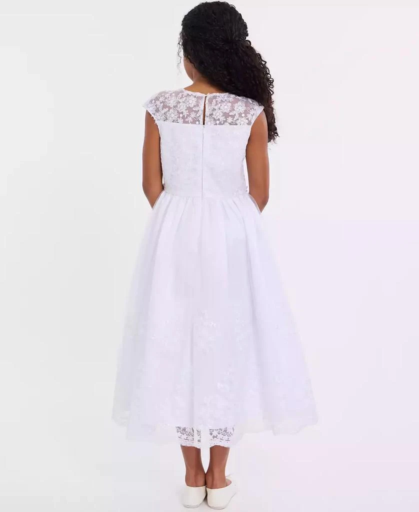 Bonnie Jean Big Girls Embroidered Cap Sleeve Communion Dress 3