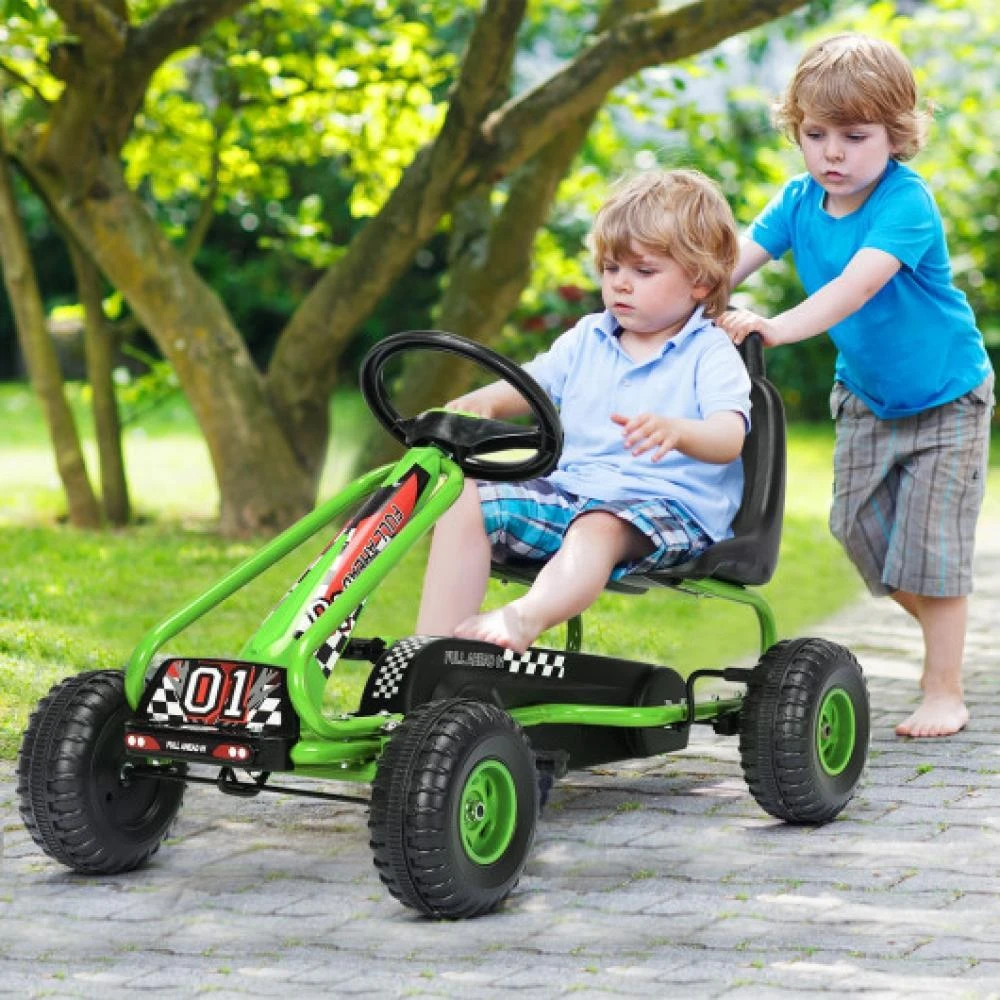 Hivvago 4 Wheel Pedal Powered Ride On with Adjustable Seat-Blue 7