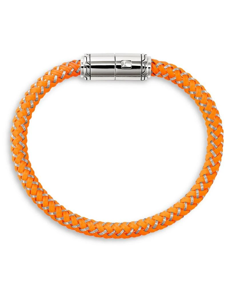 John Hardy Men
s Sterling Silver Orange Rubber 
Stainless Steet Cord Bracelet 4