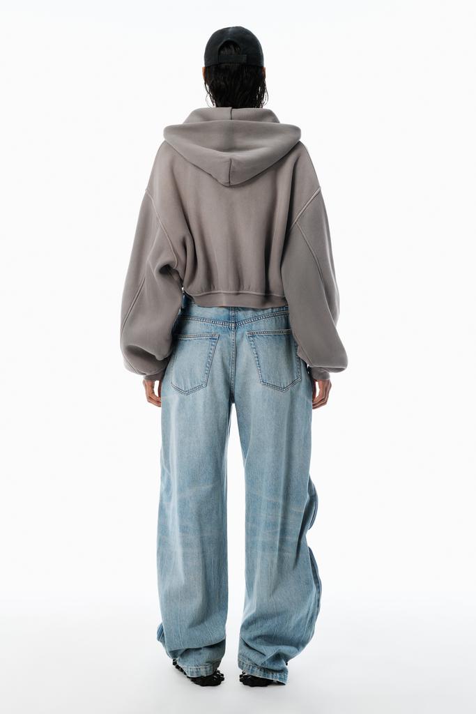 Alexander Wang bleach blue denim and mesh zipper pants - petite