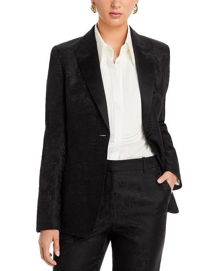 Lafayette 148 New York Satin Lapel Floral Blazer 1