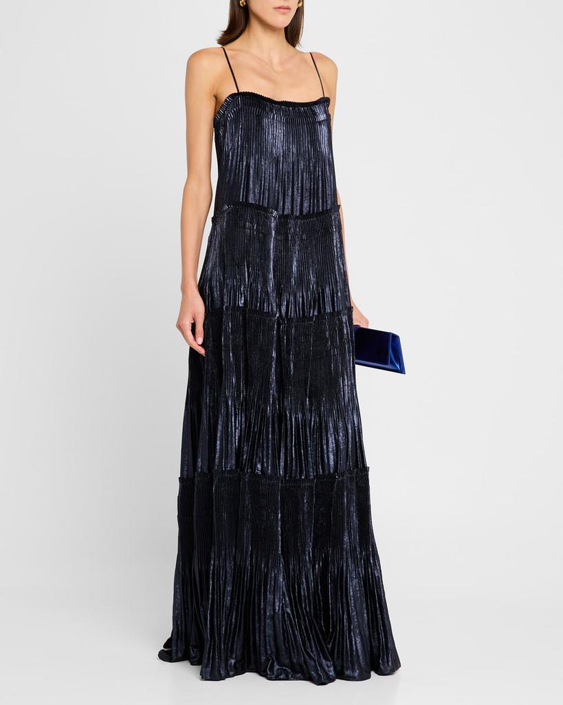 Acler Shandon Tiered Metallic Maxi Dress