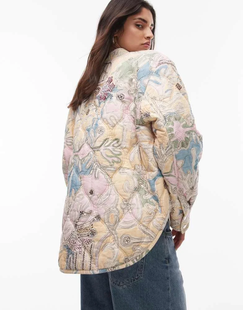 & Other Stories & Other Stories quilted jacket in abstract deco print 4