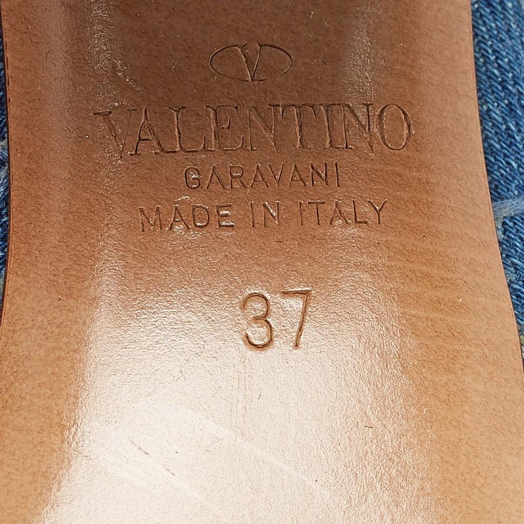 Valentino Valentino Blue Denim Rockstud Block Heel Mules Size 37 8